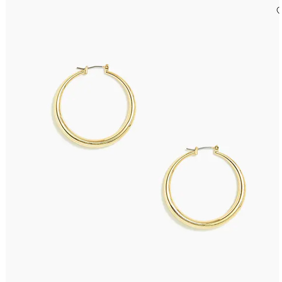 NWT J. Crew Gold Thick 1 1/2" Hoop Earrings - Picture 1 of 6